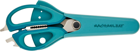 Rachael Ray Professional Multi Shear Kitchen Scissors with Herb Stripper and Sheath, 2 Piece, Agave Blue...