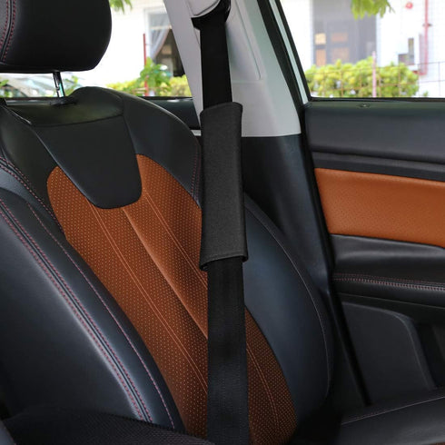 X AUTOHAUX 4pcs Universal Black Car Safety Seat Belt Pads Cover with Soft Polyester Fiber Auto Seatbelt Shoulder Pad for More Comfortable Driving...