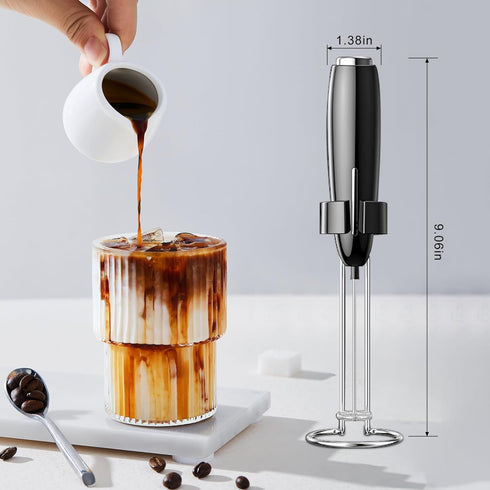 Milk Frother Handheld, Kitchen Powerful Electric Foam Maker with Stand, Battery Powered Foamer Blender Drink Mixer for Coffee Latte Cappuccino Hot...