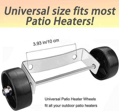 Universal Patio Heater Wheel Kit-Stainless Steel Silver Bracket + Black Wheels,Patio Tall Propane Gas Patio Heater Wheels Replacement Movable Whee...