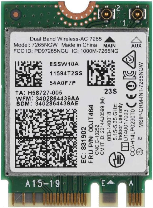 AC 7265 Network Adapter, Dual Band 2.4G/5Ghz Bluetooth Network Card with NGFF M2 Interface, 802.11 a/b/g/n/ac...