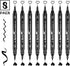 Arrtx 8 Pack Black Acrylic Paint Pens, Dual Tip Acrylic Paint Markers for Rock Painting, Graffiti, Paper, Wood, Ceramic, Fabric, Glass, Canvas, Pl...