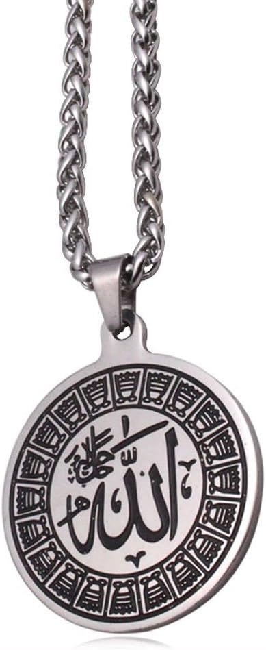 Engraved islam Muslim Quran Allah stainless steel necklace with 60 cm chain...