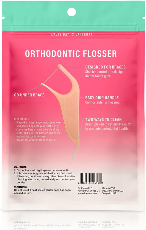 Orthodontic Flossers for Braces, Ortho Dental Floss Picks, Mint Flavor 60 Count/Bag (Pink, 2pack)...