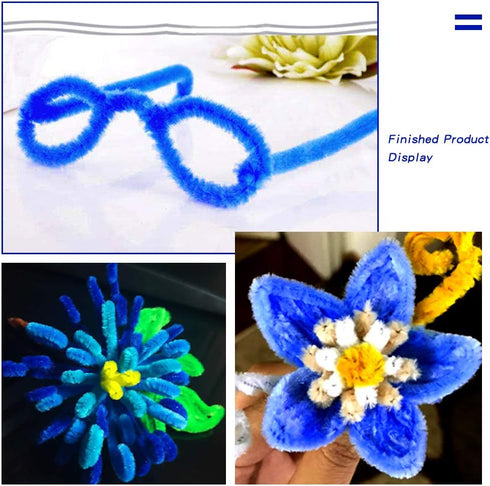 100 Pieces Pipe Cleaners Chenille Stem, Blue Pipe Cleaners Set for DIY Arts Crafts Decorations, Chenille Stems (Blue)...