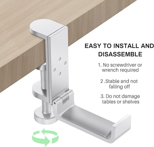 all aluminum foldable headphone holder for desk, headphone hook for desk,backpack hook for desk,space save universal headphone stand for gaming PC...