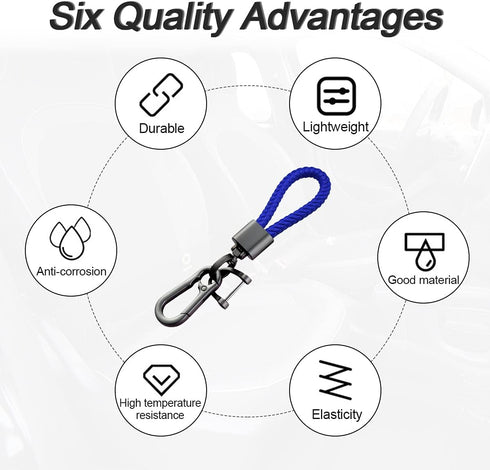 Car Key Acorn Weave Paracode Key Chain Ring, Thick Leather Braid Rope Car Keychain Ring for Men and Women, Suit for All Cars (Blue)...