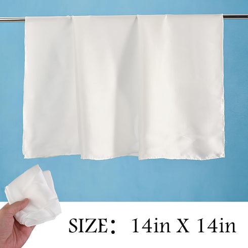 100% Pure Silk Pocket Squares for Men, 14" Solid Color Suit Mens Handkerchiefs, Elegant Premium White Silk Pocket Square for Any Gentleman Wedding...