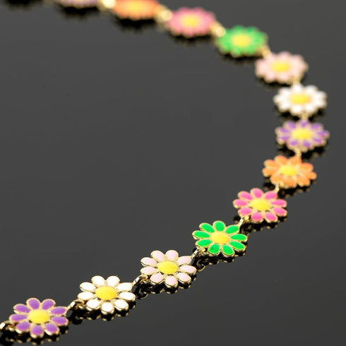 YOUBEIYEE 3M Gold Plated Brass Chain for Jewelry Making Mixed Color Enamel Daisy Flower Chain Necklace Bracelet DIY for Women Jewelry Supplies...