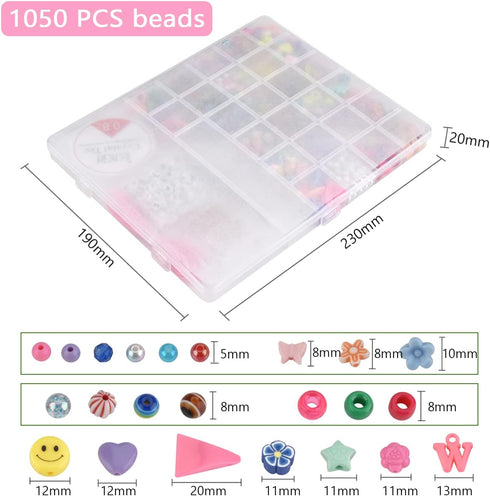 AUSTY 1042 Pcs DIY Bracelet Letter Beads Alphabet Beads Kit Bracelet Beads for Jewelry Making with Cord...
