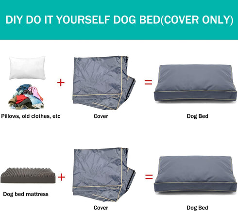 Dog Bed Cover 20Lx15Wx3H Inch.Waterproof Heavy Duty Durable Oxford Dog Bed Replacement Covers with Zipper.Washable Removable Pet Bed Mattress Prot...