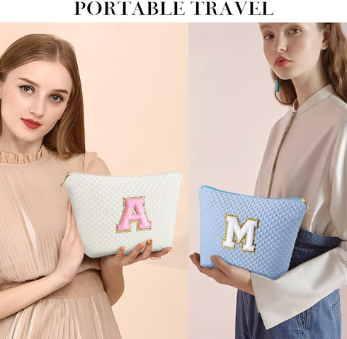 Makeup Bag - Travel Makeup Bag Cosmetic Bag, Monogram Initial Makeup Bags, Cosmetic Bag, Make Up Bag, Travel Cute Makeup Pouch Makeup Case, Person...
