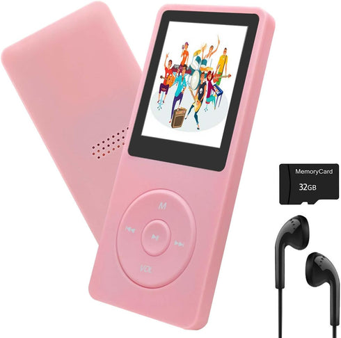 MP3 Player 32GB with Speaker Earphones Portable Music Player for Kids Support FM Radio Voice Recorder E-Book Support up to 128GB Pink......