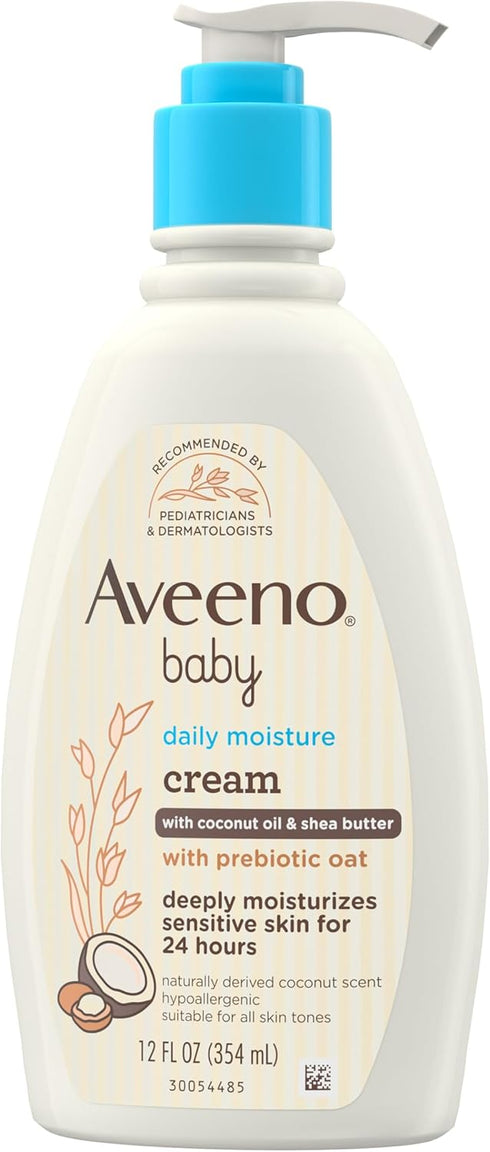 Aveeno Baby Daily Moisturizing Cream with Prebiotic Oat, Hypoallergenic Baby Lotion with Coconut Oil & Shea Butter Moisturizes Sensitive Skin for ...