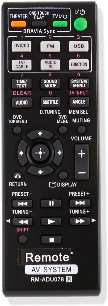 ZdalaMit RM-ADU078 Replaced AV System Remote fit for Sony RM-ADU079 DAV-TZ710 HBD-DZ170 HBD-DZ171 HBD-DZ175 HBD-TZ135 HBD-TZ530 HCD-TZ715 HCD-DZ31...