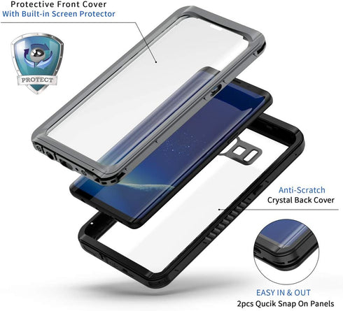 Lanhiem for Samsung Galaxy S8 Case, IP68 Waterproof Dustproof Case with Built-in Screen Protector, Rugged Full Body Shockproof Protective Phone Co...