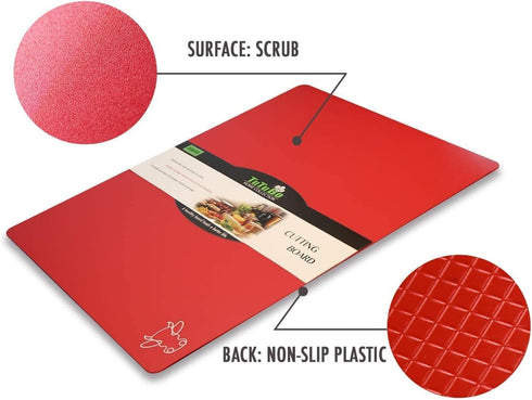 Fotouzy Plastic Cutting Boards for kitchen, Flexible Cutting Mats for Cooking, 100% Non-Slip Cutting Board for Meat and Vegatables, BPA-Free and D...