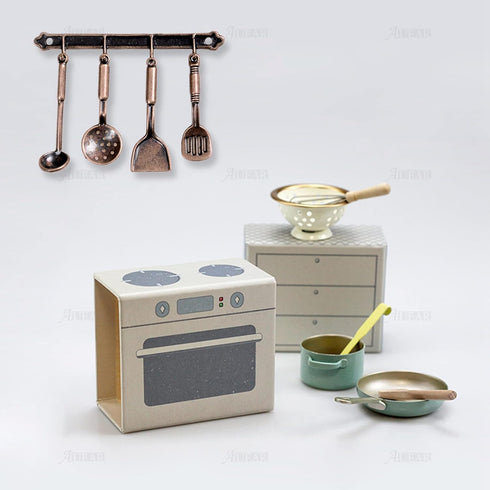 AUEAR, 5 Pack 1:12 Mini Home Kitchen Accessories Kit Spoon Shovel Cookware Tools for Kitchen Decoration...