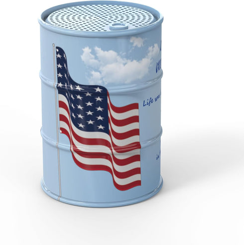 Oil Drum Wireless Bluetooth Speaker, Small Metal Speaker with American Flag Pattern, Mini Portable Speaker 12 Hours Playing Music, TWS Pairing Ste...