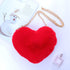 TENDYCOCO Heart Shaped Clutch Purse Faux Fur Shoulder Bag Crossbody Bag Fluffy Handbag...