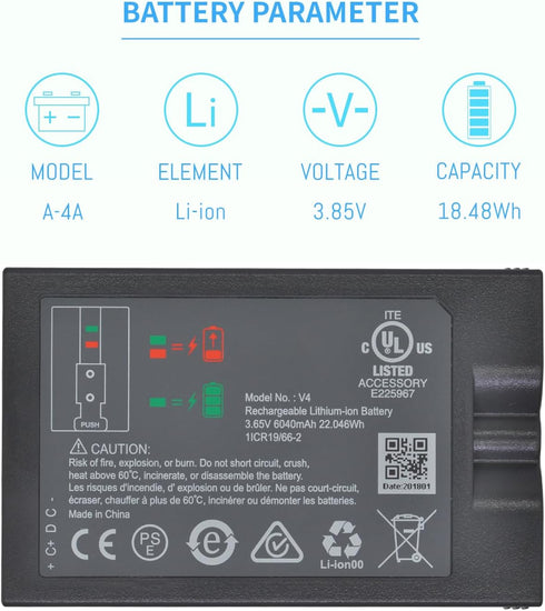 1 Pack Rechargeable V4 Battery 3.65V for Ring-Doorbell Camera 1/2/3/4 /USB Charging Station,Stick Up Cam Battery (2nd & 3rd Gen),4 Camera,Stick Up...