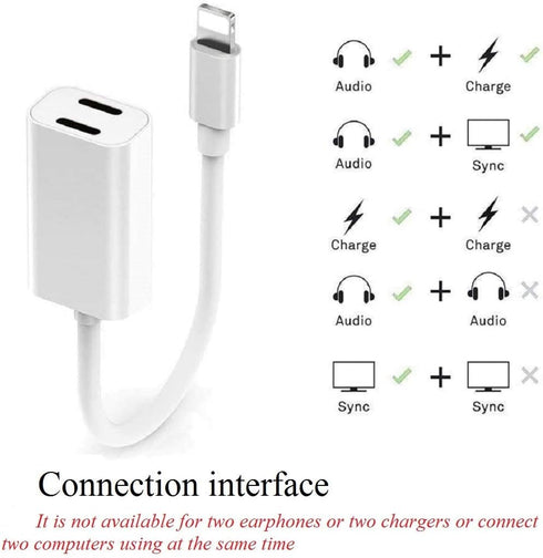 esbeecables [MFi Certified iPhone Adapter & Splitter, 2 in 1 Dual Lightning Headphone Jack Aux Audio & Charge Adapter Dongle for iPhone 14 13 12 1...