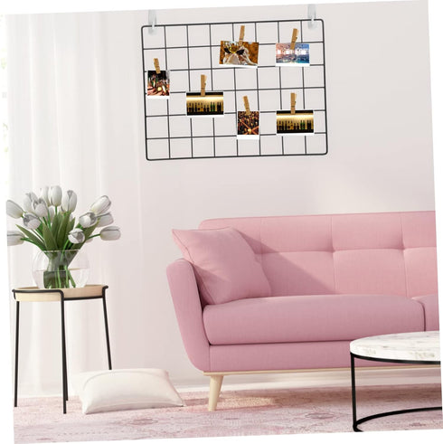 Amosfun 2pcs Shelf Iron Net Adornment Hanging Net Metal Grid Wall Panel Picture Wall Decor Photo Frame Wall Stand Grid Wall Panels Picture Wall Ha...