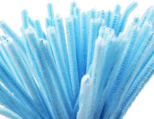 Carykon Super Fuzzy Chenille Stems Pipe Cleaners, Pack of 100 (Light Blue)...