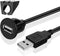 TNP USB Flush Mount Cable w/Buckle- Dashboard Panel Dash Mount 1 Port USB Socket Plug Jack Connector Extension Wire Cord Water Resistant Male to F...