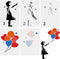FINGERINSPIRE 5 PCS Banksy Stencil Layered Design 11.7x8.3inch Reusable Layered The Human with a Balloon Drawing Stencil Banksy Decoration Stencil...