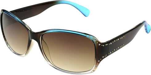 Panama Jack Women's Studded Square Sunglasses, Turquoise/Blue Crystal, 59...