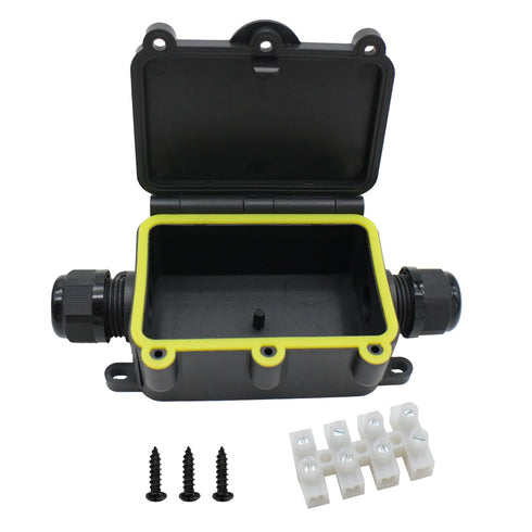 MAKERELE Small External Junction Box IP68,2 Way Clamshell-Type Underground Electrical Box with Screw Terminal Block Airtight Plastic Box Maximum I...
