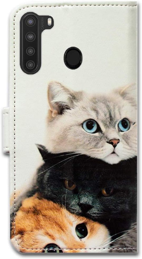 Case for Galaxy A21, Cute Brown Cat Leather Flip Wallet Case Cover with Card Slot Holder Kickstand for Samsung Galaxy A21 2020...