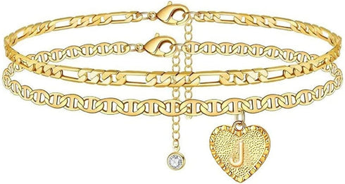 Dainty Ankle Bracelets for Women? 18K Gold Plated Anklets Minimalist Beach Letter Foot Chain Jewelry Gifts...