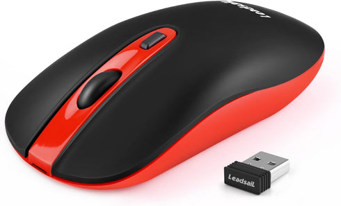 Leadsail Rechargeable Wireless Slim Cordless Mouse, 2.4G Portable Less Noise Optical Mouse with 5 Adjustable DPI Levels for Laptop, Desktop, MacBo...