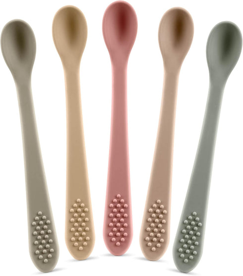 Baby Spoons First Stage Silicone Baby Spoon – Self Feeding Baby Utensils – Infant Spoons First Stage Baby Feeding Spoon - Soft & Gentle on Gums - ...