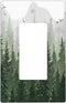 Rustic Green Forest 1 Gang Single Rocker Light Switch Cover Pine Tree Foggy Mountain Landscape Decorative Wall Plate Electrical Switchplate Recept...