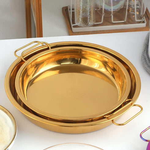 Buyer Star Stainless Steel Steaming Tray Cold Noodle Plate 9 Inch Everyday Pan Stainless Steel Big Green Egg Drip Pan Pizza Cake Baking Tray Liang...