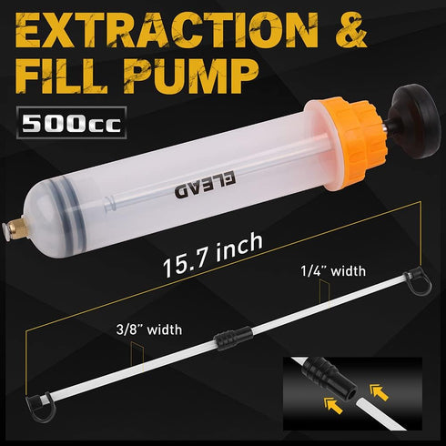 500cc Oil Extractor Pump, Oil Transfer Pump, Fluid Extractor, Fluid Syringe Extractor, Car Vacuum Fuel Transfer, Siphon Pump for Gasoline Hand Cle...