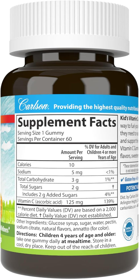 CARLSON LABS Kids Vitamin C Gummies, 60 CT...