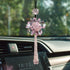 Crystal Flower Ball Car Pendant Lucky Car Mirror Hanging Ornament Crystal Suncatcher Hanging Charm Auto Interior Decoration, Pink...