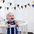 30Ft Navy Blue Gold and Beige Party Decorations Royal Blue Gold Triangle Flag Pennant Banner Bunting for Graduation Birthday Wedding Bridal Shower...