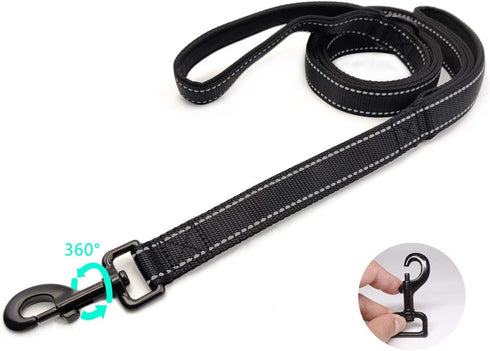 Dog Leash 5ft Long - Traffic Padded Two Handle - Heavy Duty - Double Handles Lead for Control Safety Training - Leashes for Large Dogs or Medium D...