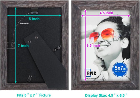 RPJC 5x7 Picture Frames Made of Solid Wood High Definition Glass for Table Top Display and Wall Mounting Photo Frame...