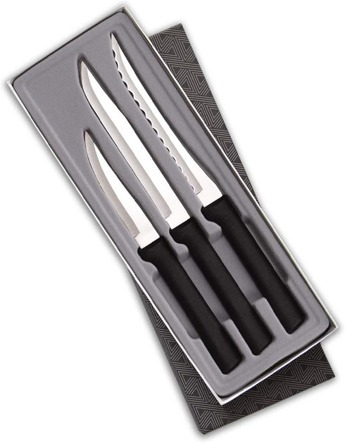 Rada Cutlery 3-Piece Cooking Essentials Knife Gift Set, Black Handles...