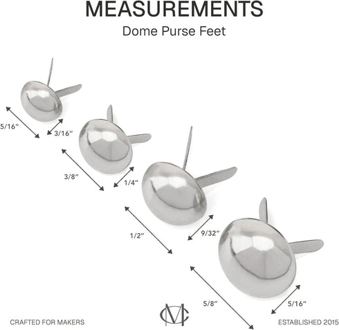 CRAFTMEMORE Round Brads Purse Feet Handbag Nailheads Spike Prong Studs 8MM 10MM 12MM 100 PCS (12 mm (?1/2"), Silver)...
