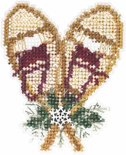 Snowshoes Beaded Counted Cross Stitch Christmas Ornament Kit Mill Hill 2015 Winter Holiday MH185303...