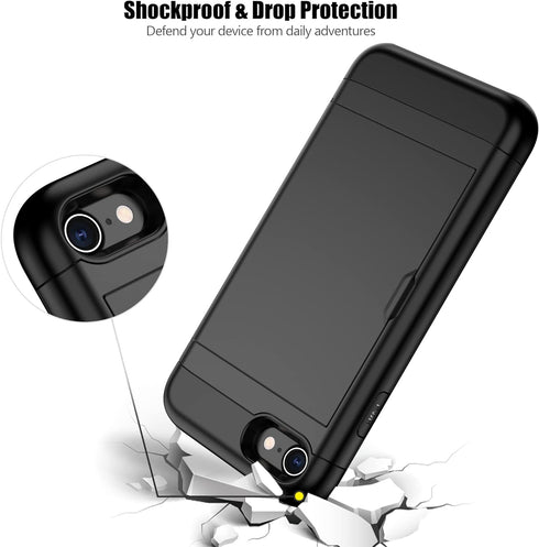 Nvollnoe for iPhone SE Case 2022/iPhone SE 2020/7/8 Case with Card Holder Heavy Duty Protective Dual Layer Shockproof Hidden Card Slot Slim Wallet...