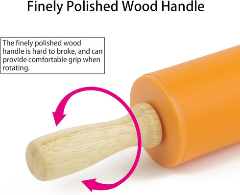 Silicone Rolling Pin for Baking Non-stick Rolling Pin Dough Roller Wooden Handle Kitchen Accessories Pastry Roller...