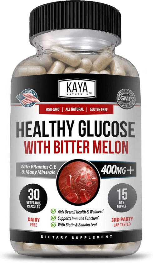 Kaya Naturals Healthy Gluco with Bittermelon Supplement | Support Healthy Levels and Function, 20 Herbs Vitamins and Minerals, Alpha Lipoic Acide,...
